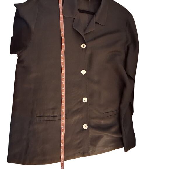 David Dart Women's Top Button-Up Linen Blend Black Size-XL - Picture 4 of 9